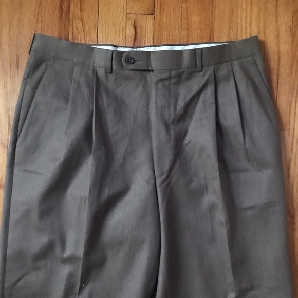 Jack Victor Men's Pleated Dress Pants Super 120s Italian Wool Taupe 36x29 - Picture 4 of 12